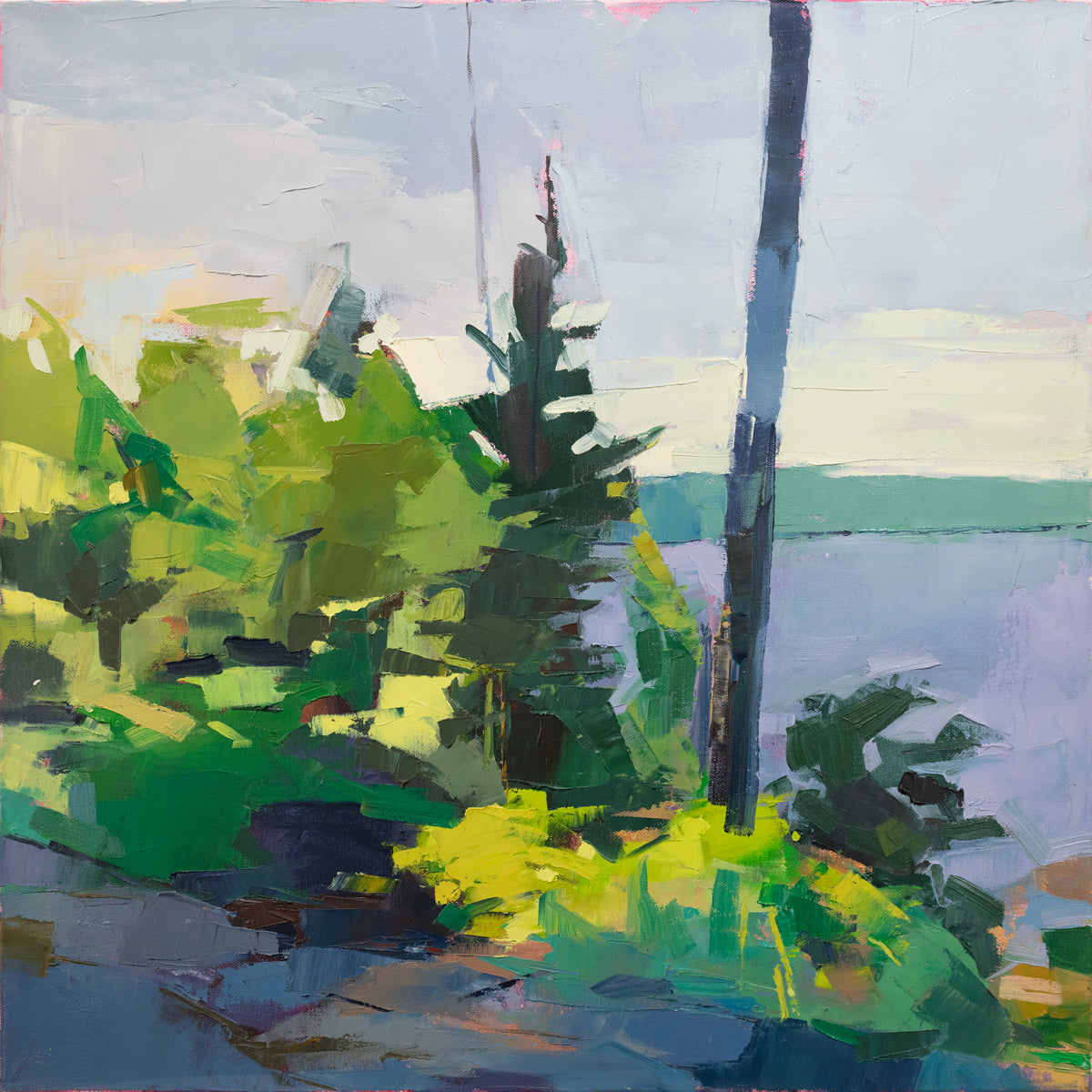 An abstract blue and green landscape print by Bri Custer.