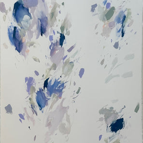 A blue, violet and white abstract painting by Kelly Rossetti. 