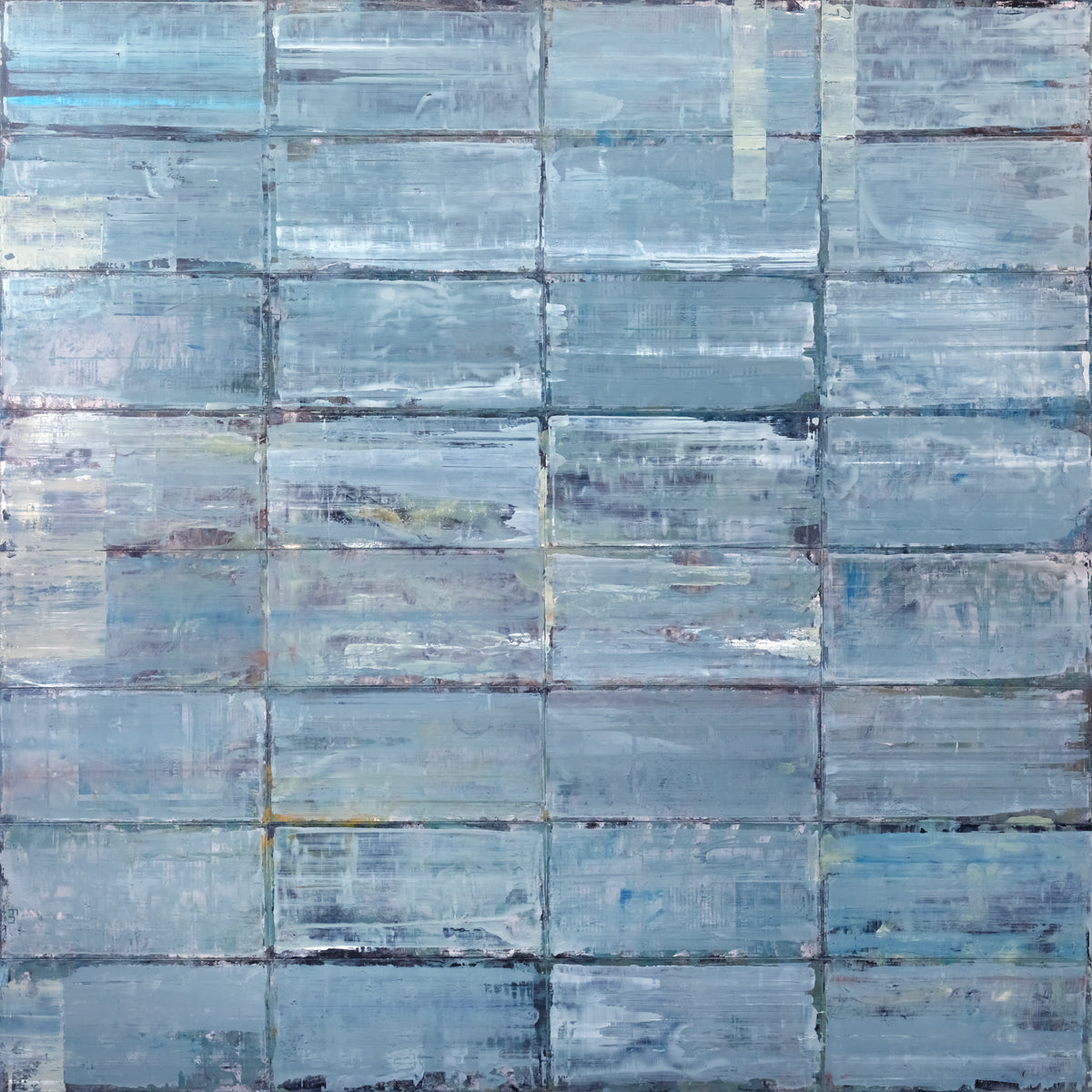 Detail of an abstract blue-green limited edition art print by Ned Martin.