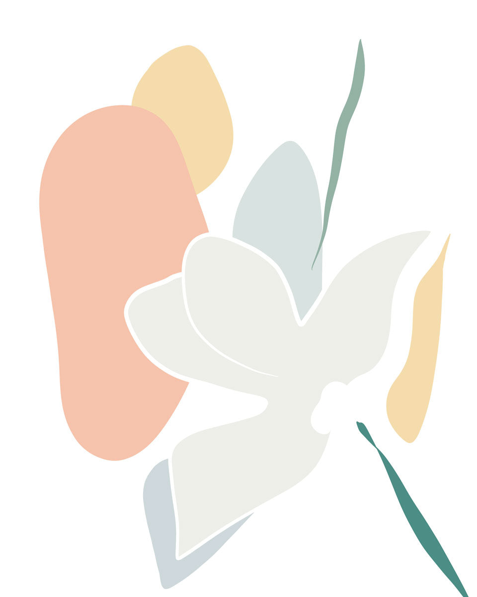 A light abstract botanical art print by Hazal Ozturk.