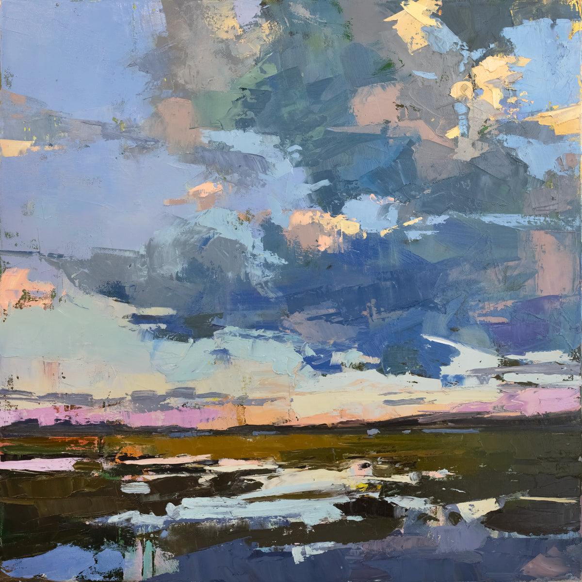 A blue coastal landscape art print by Bri Custer.