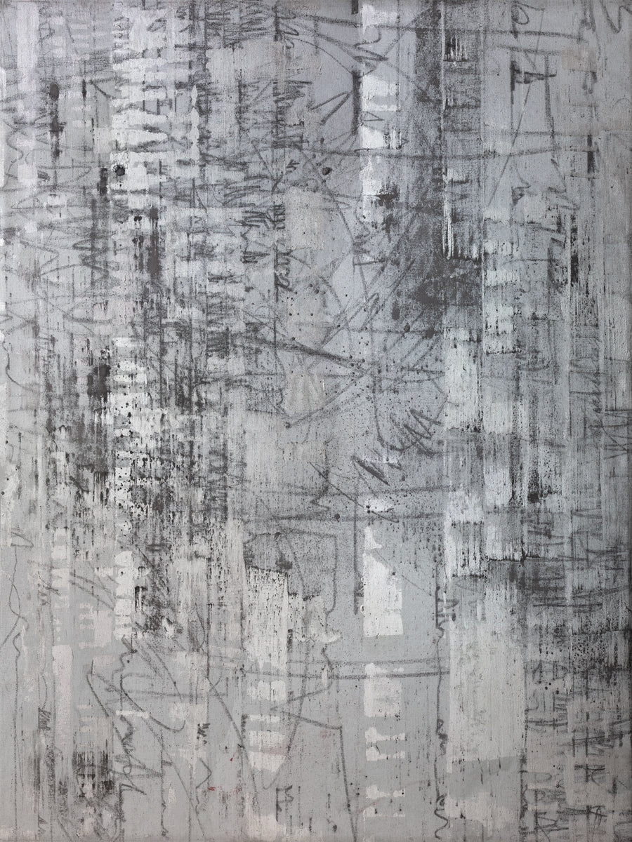 Detail of an abstract silver-grey limited edition art print by Ned Martin.
