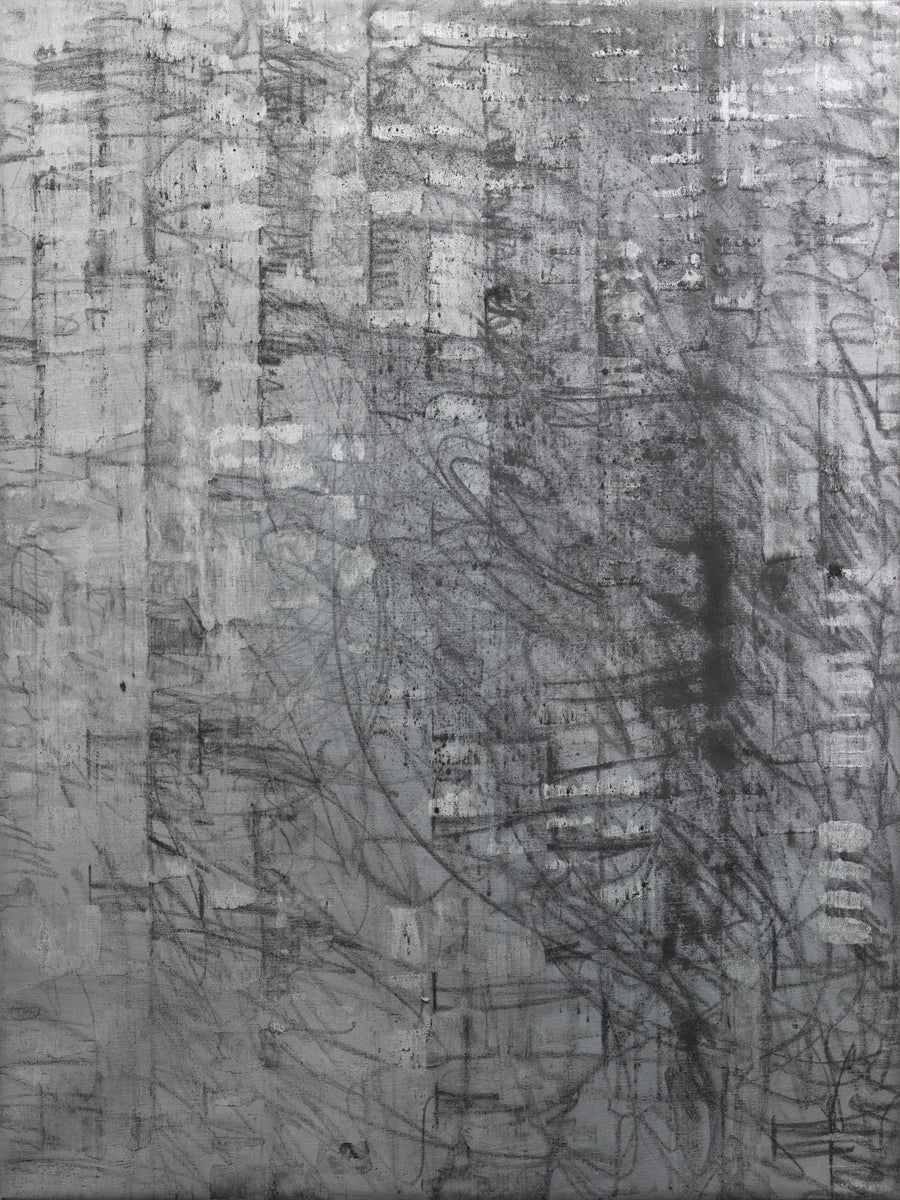 Detail of an abstract silver-grey limited edition art print by Ned Martin.