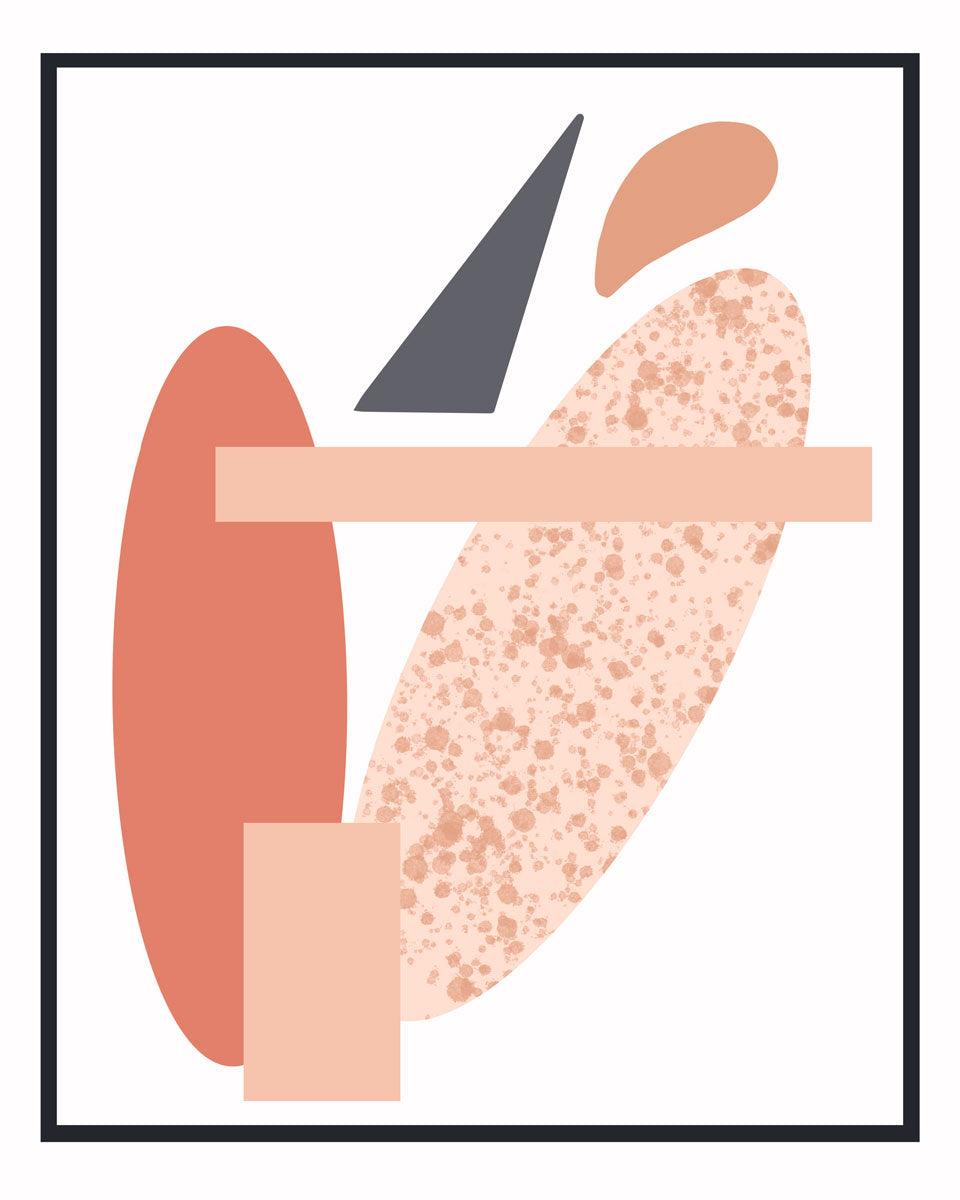 A pink and grey abstract art print by Hazal Ozturk.