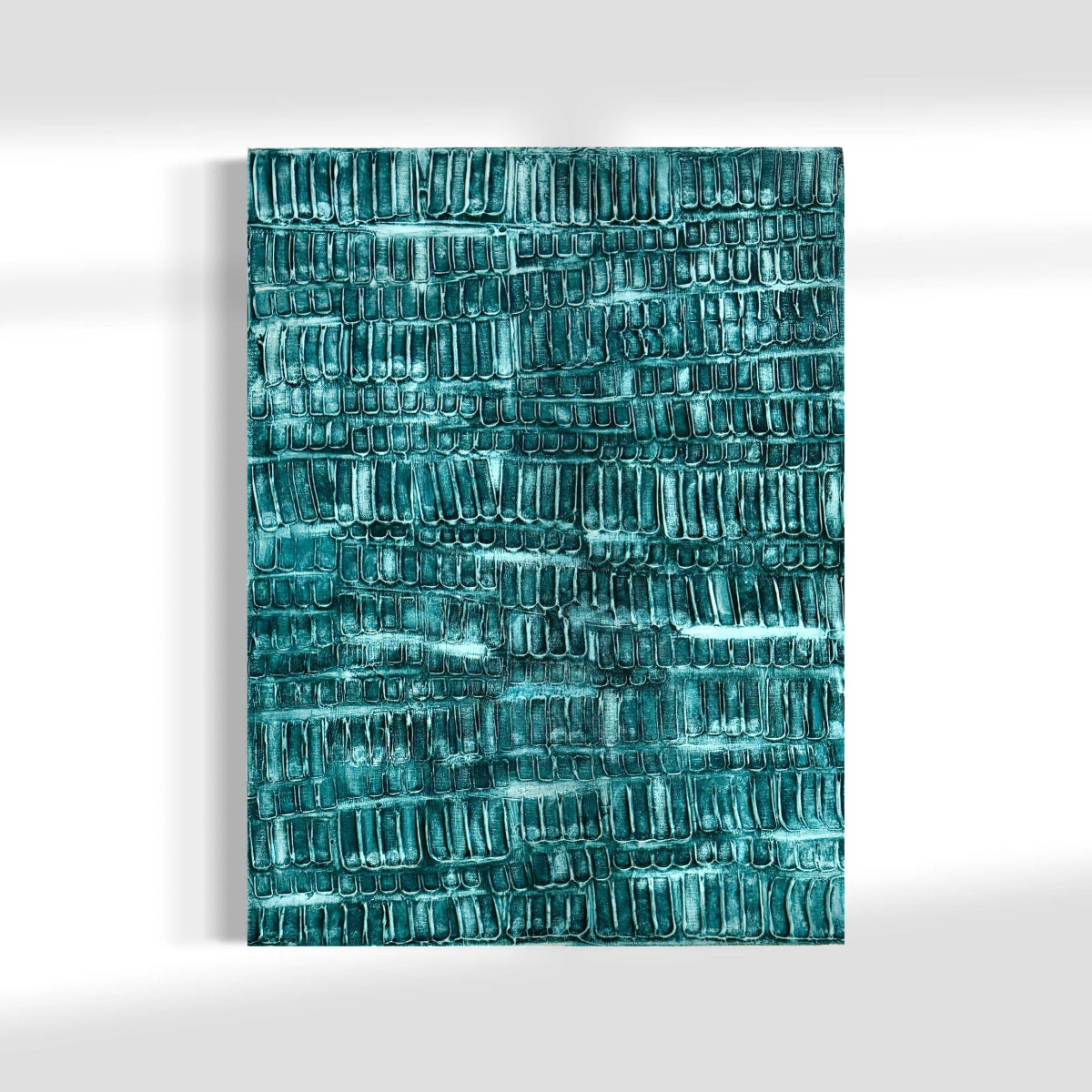 Original abstract painting with white and gray patterns on a white background