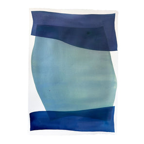 A blue abstract watercolor painting by Nealy Hauschildt. 