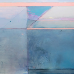 A blue and pink abstract painting by Kelly Rossetti. 