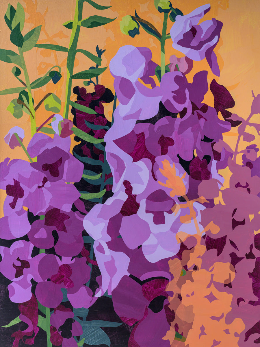 Colorfull abstract original painting of flowers.