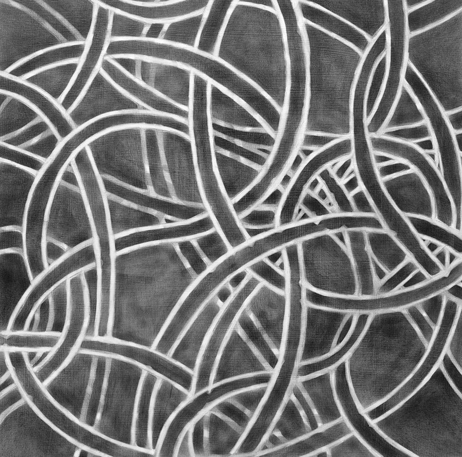 Geometric black and white print by Roger Mudre.