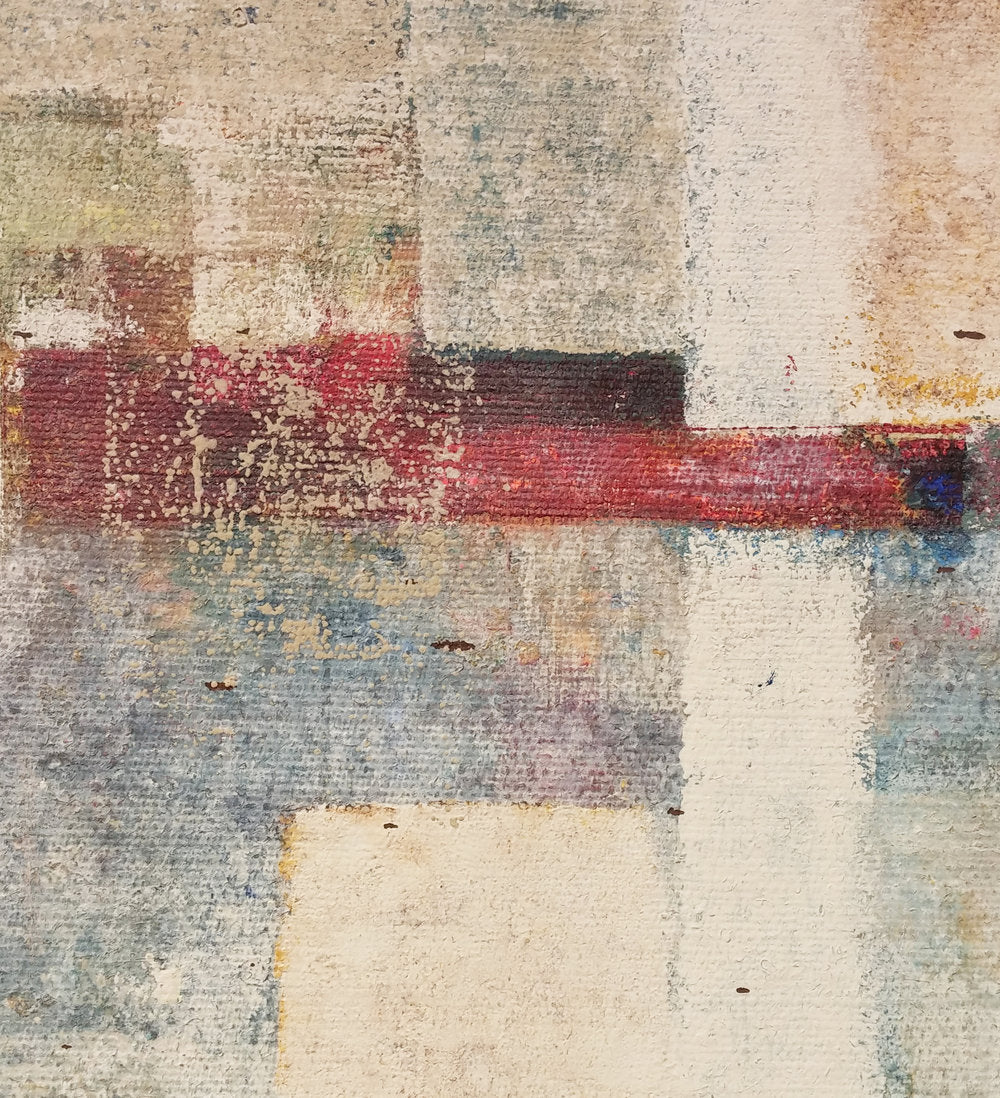 The painting's texture is seen in a detailed closeup.