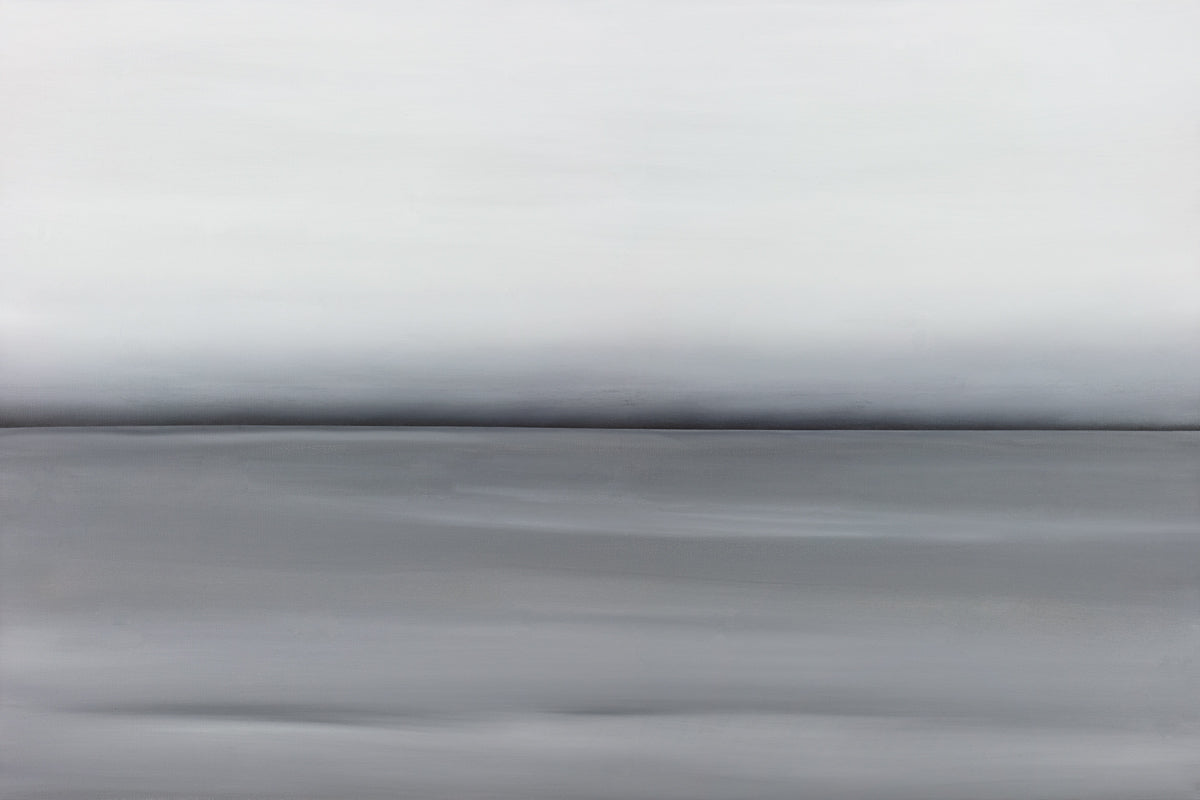 A grey toned abstract landscape print by Tony Iadicicco.