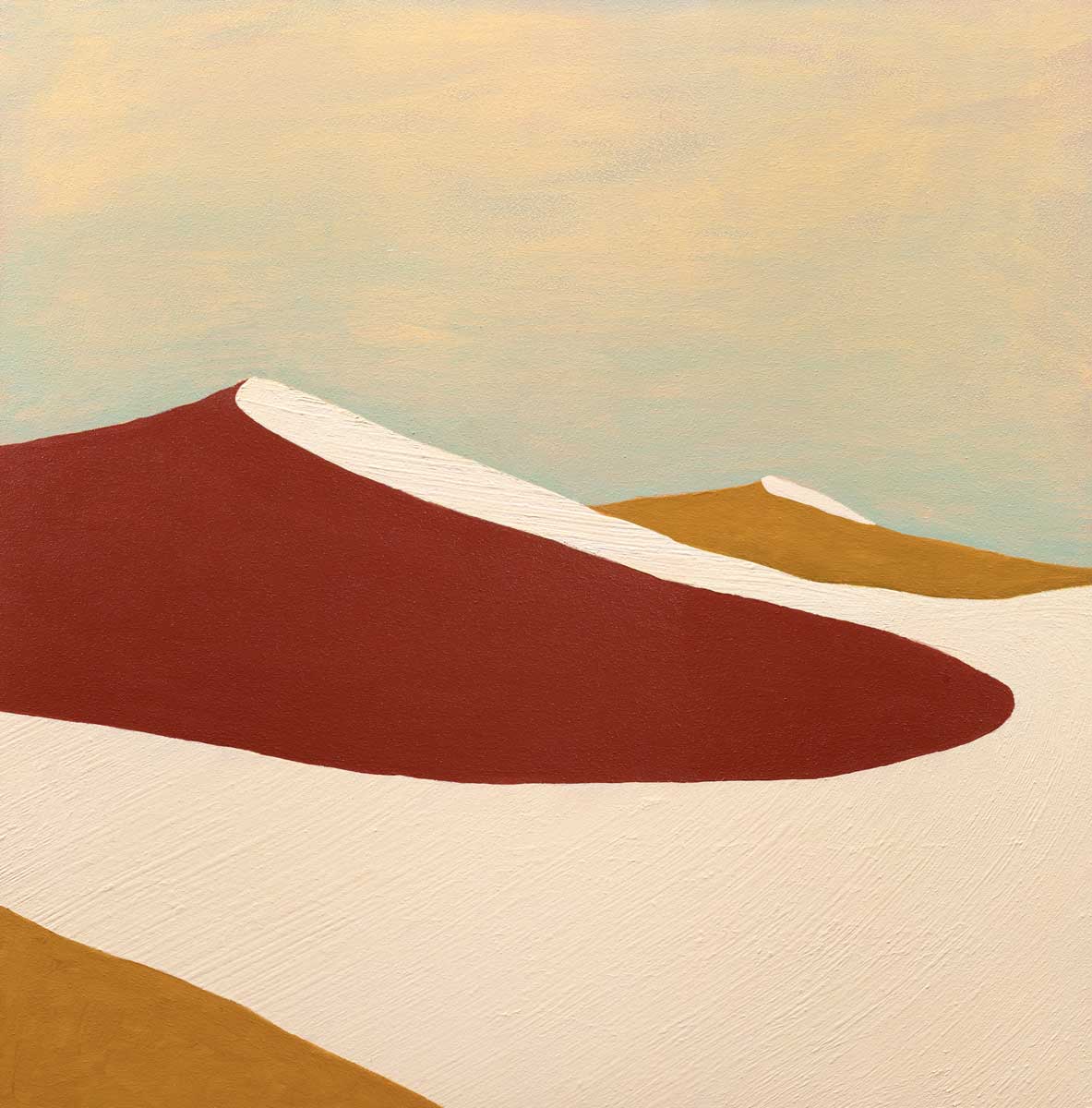 A red, burnt orange and beige abstract print by Alina B.