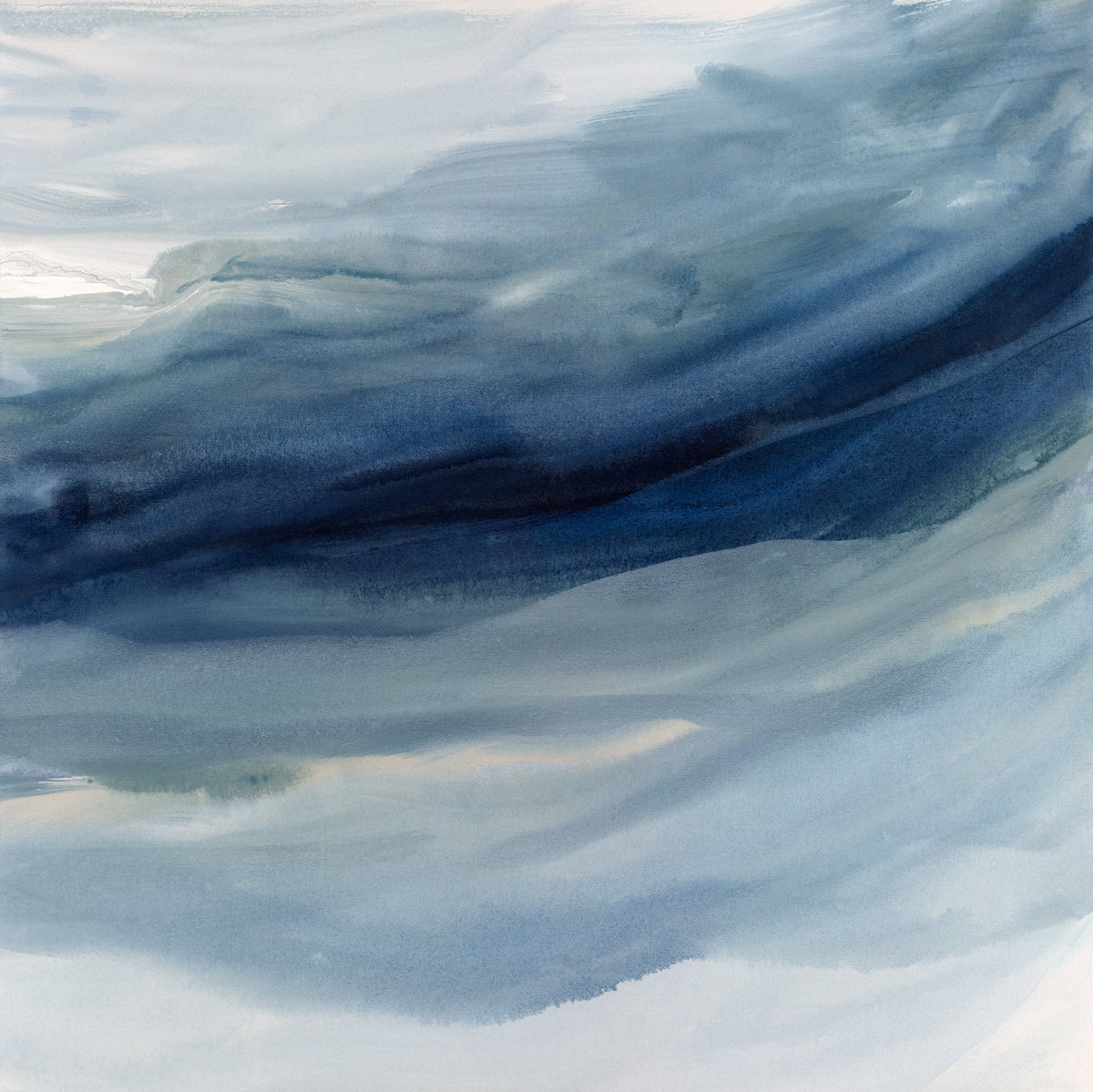 A blue, navy and white abstract print by Teodora Guererra.