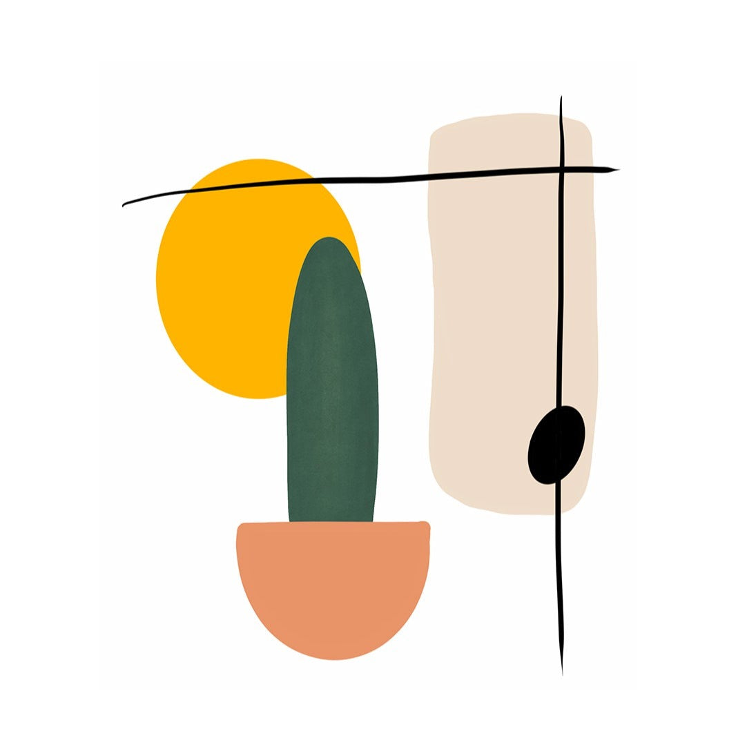 A minimal abstract print of a cactus by Hazal Ozturk.
