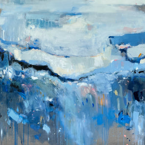 A blue-toned abstract painting by Kelly Rossetti.