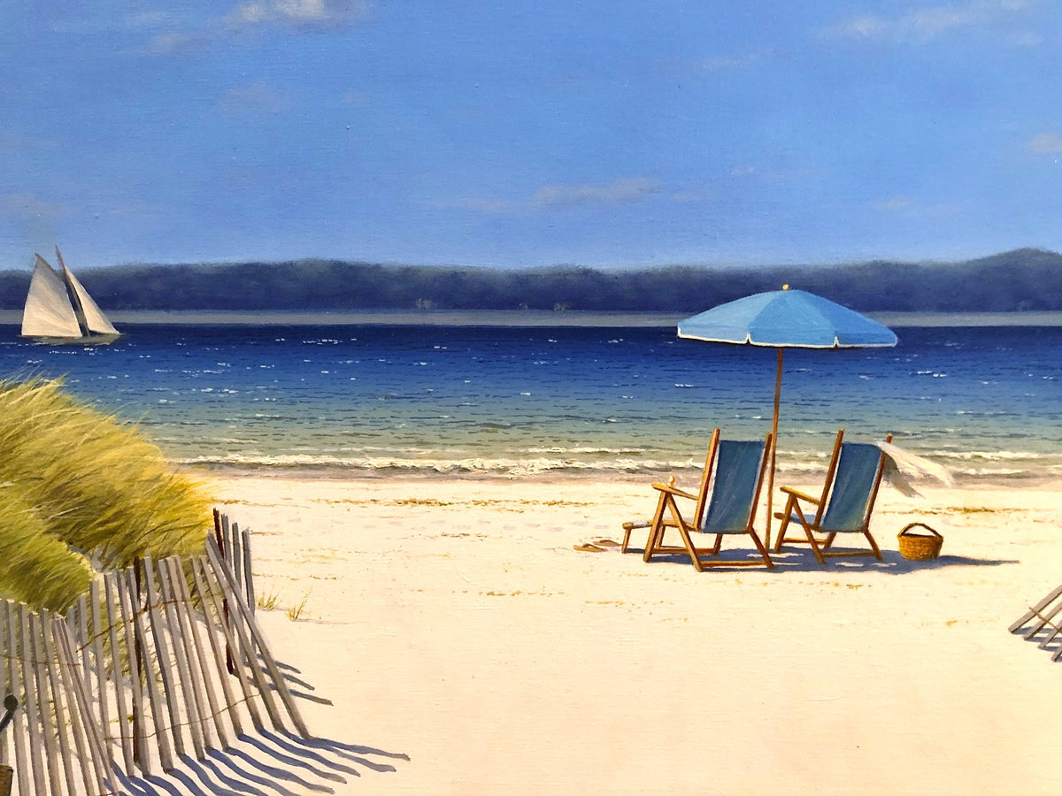 "Two O'Clock Breeze" Detail image of the beach chairs.