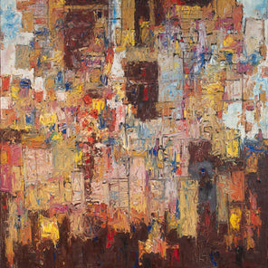 A multicolored abstract expressionist painting by Stanley Bate.