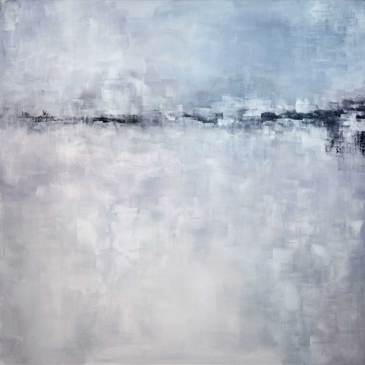 A blue and grey abstract print by Dolores Tema.
