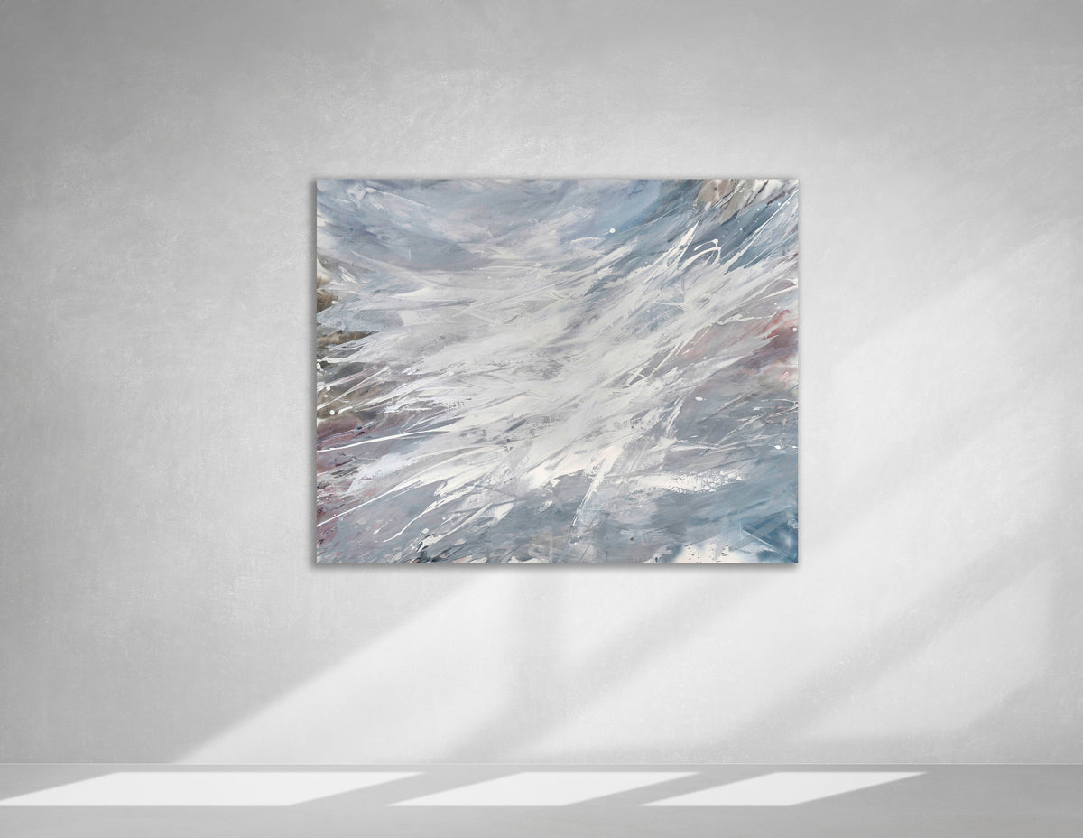 An original Teo Guererra abstract painting on the wall.