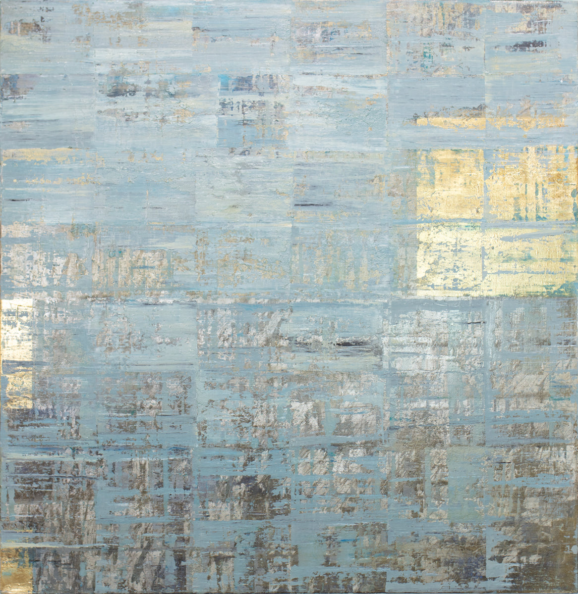A blue and gold abstract original painting by Ned Martin. 