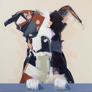 An abstracted painting of a Dog by Russell Miyaki. 