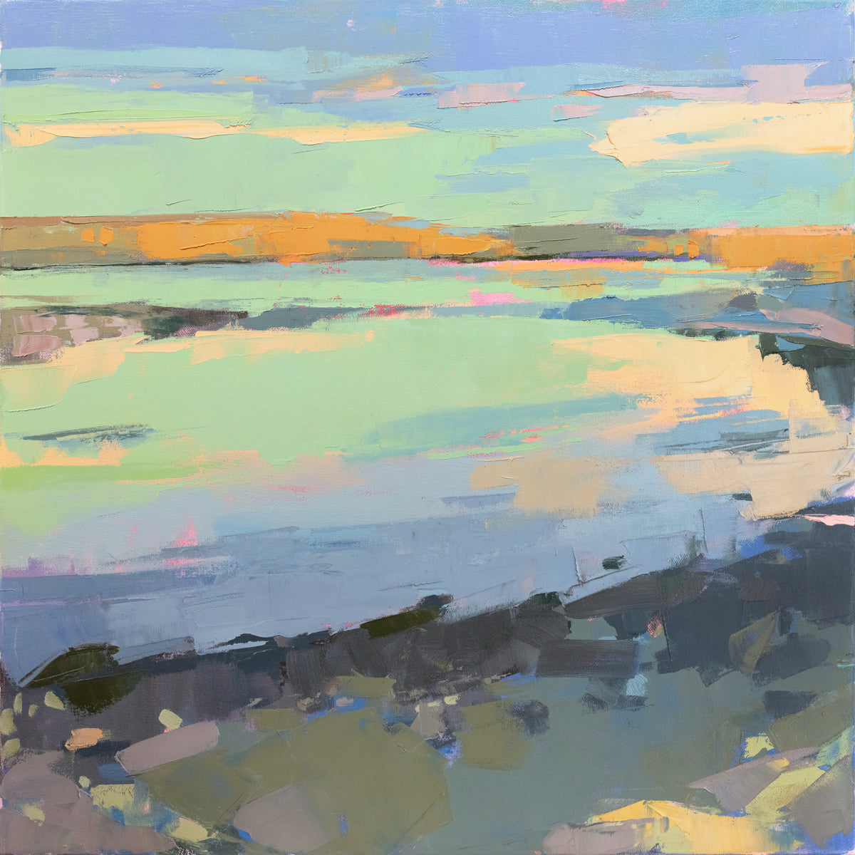 A colorful abstract landscape print by Bri Custer.