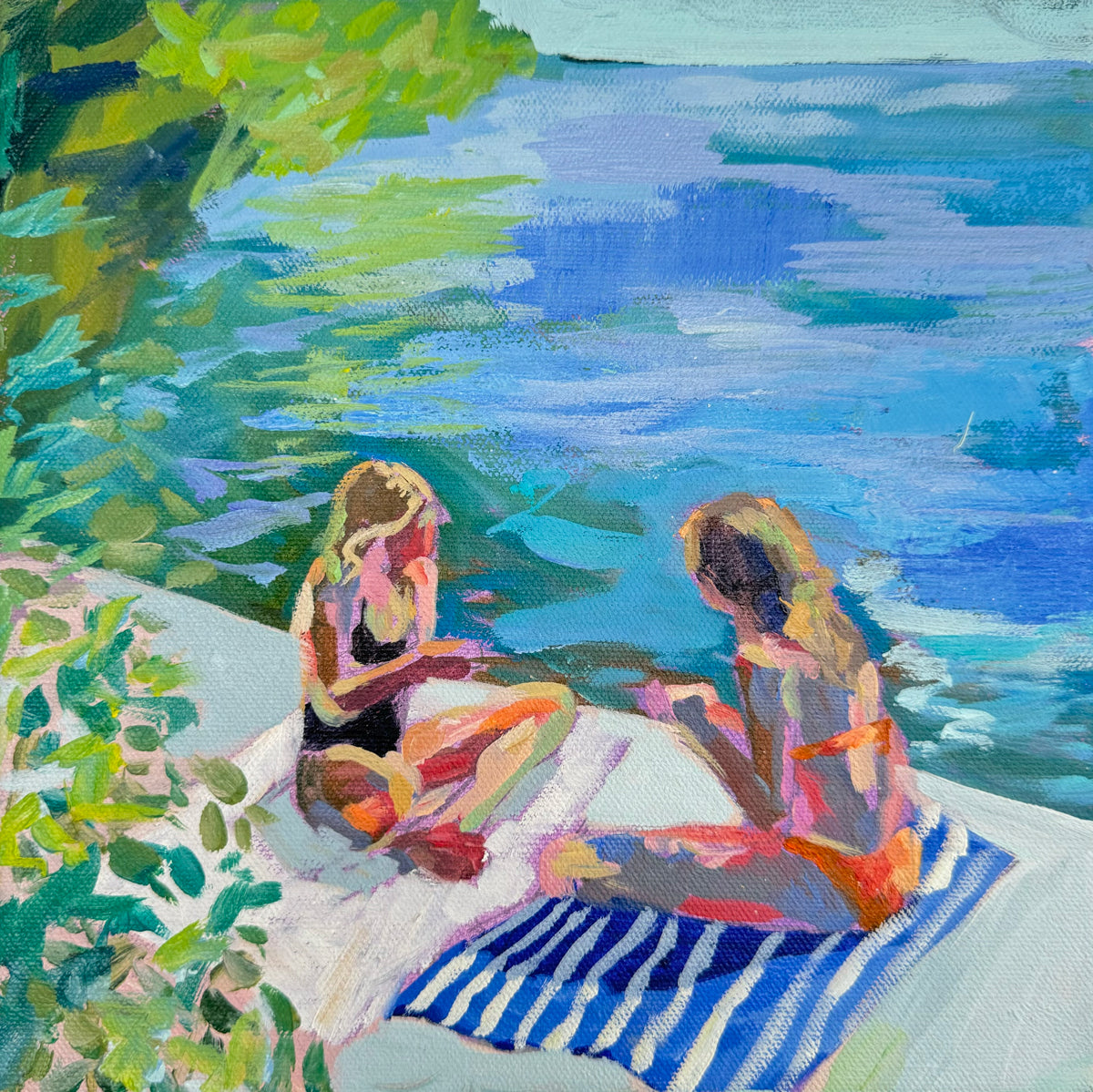 Chatting by the Water - Original Painting *