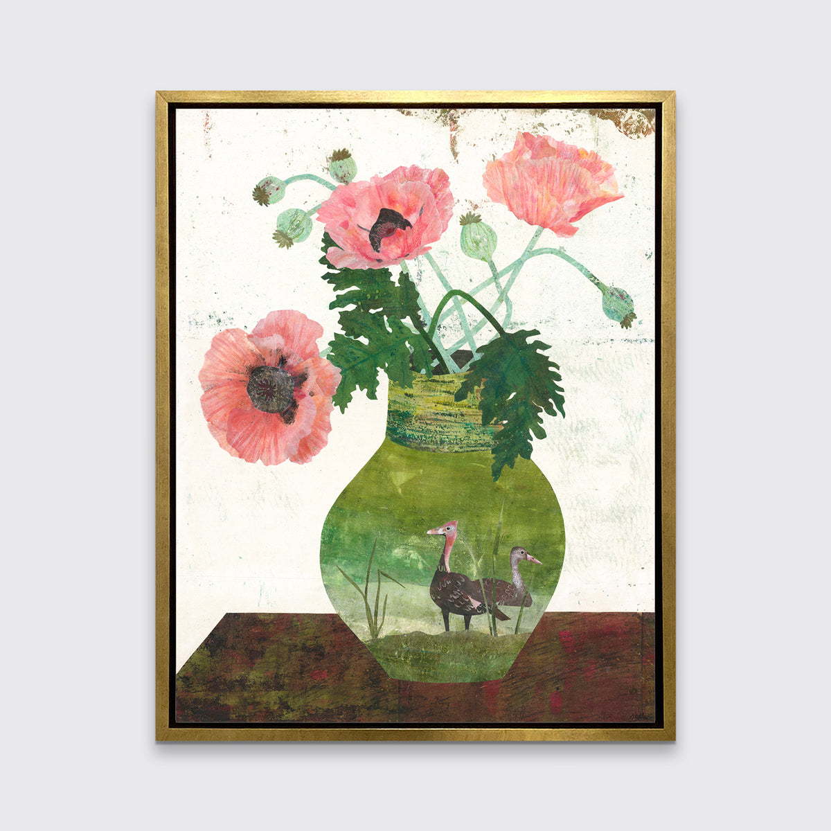 Ducks with Poppies - Open Edition Canvas Print