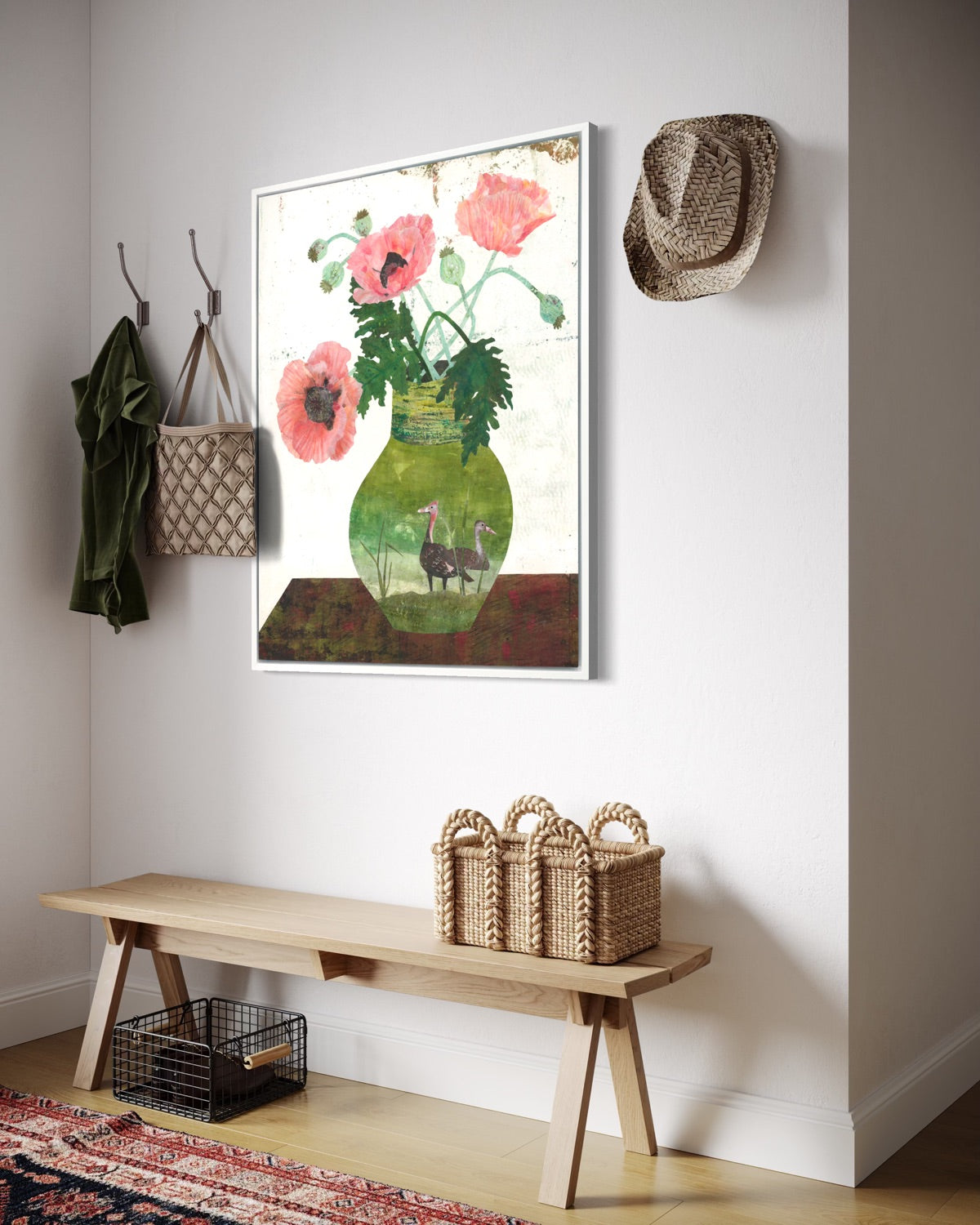 Ducks with Poppies - Open Edition Canvas Print