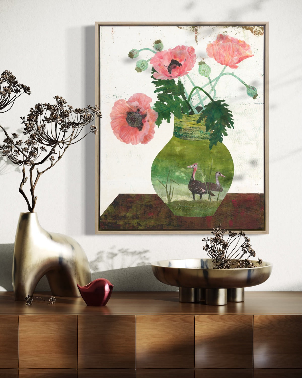 Ducks with Poppies - Open Edition Canvas Print