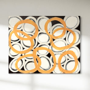 Original abstract painting with white and gray patterns on a white background