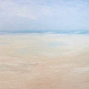 An abstracted coastal seascape painting by S. Cora Aldo. 