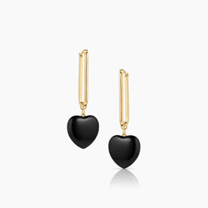 Gemma Onyx Heart Hoop Earrings
