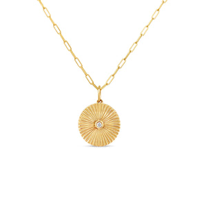 Diamond Fluted Medallion Necklace