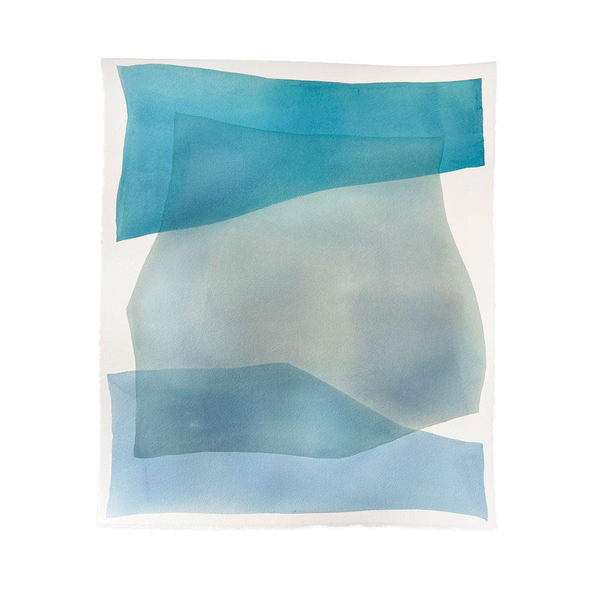 An abstract blue watercolor painting by Nealy Hauschildt. 