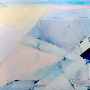 An pink and blue abstract painting by Kelly Rossetti. 