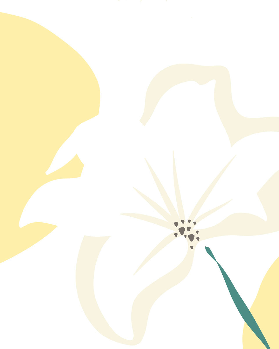 A light yellow abstract botanical art print by Hazal Ozturk..