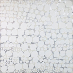 An abstract white, beige, and grey painting by Sofie Swann. 