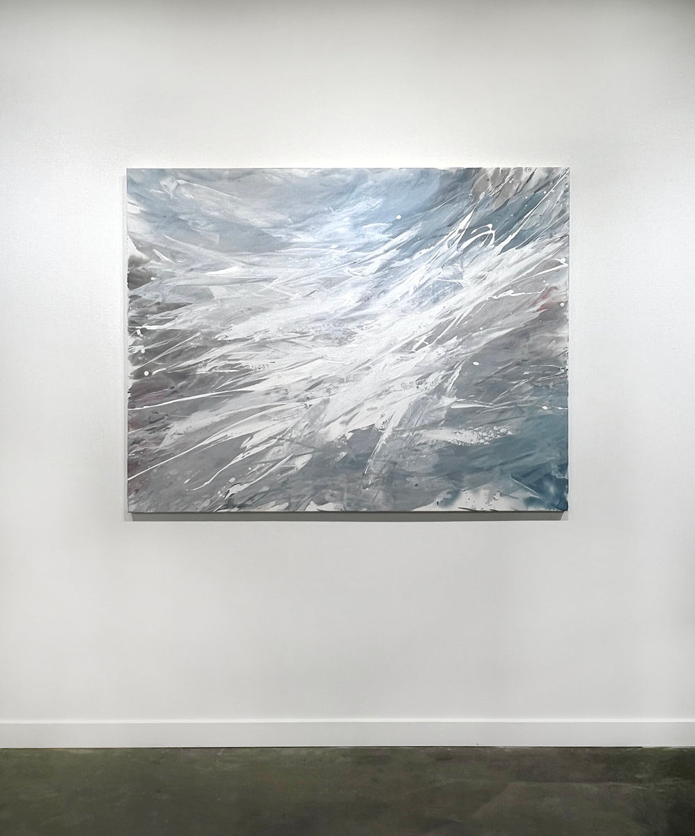 An original Teo Guererra abstract painting on the wall.