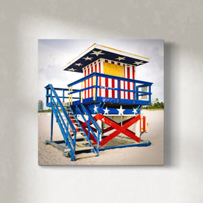 Miami Lifeguard Stand - Stars and Stripes - Side View