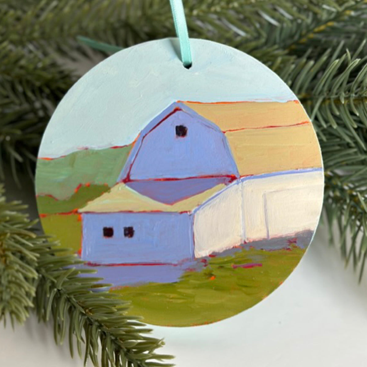 Muted Barn - Painted Ornament