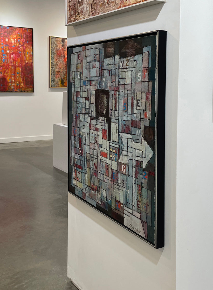 Abstract artwork on a wall in an art gallery