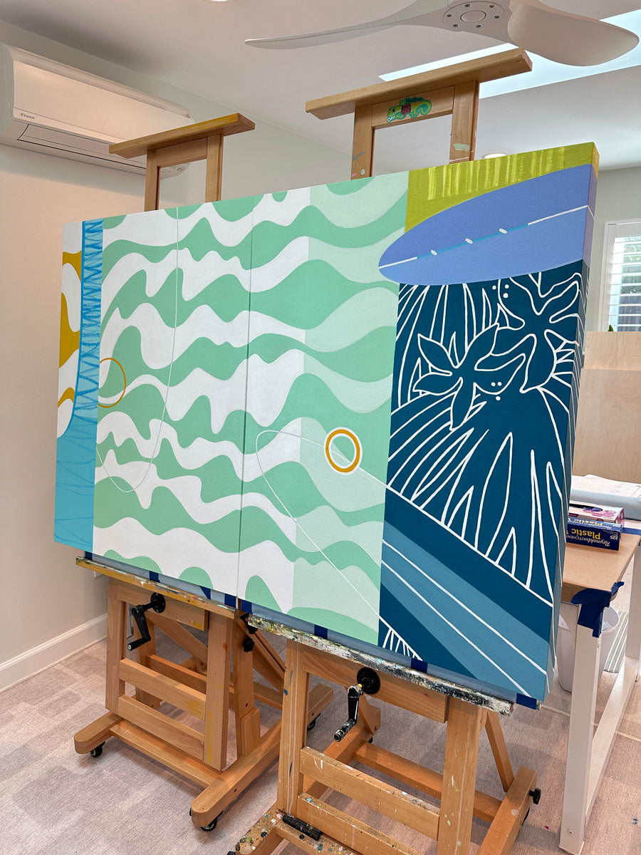 No Shoes. No Shirt. No Problems. (Diptych) - Original Painting *
