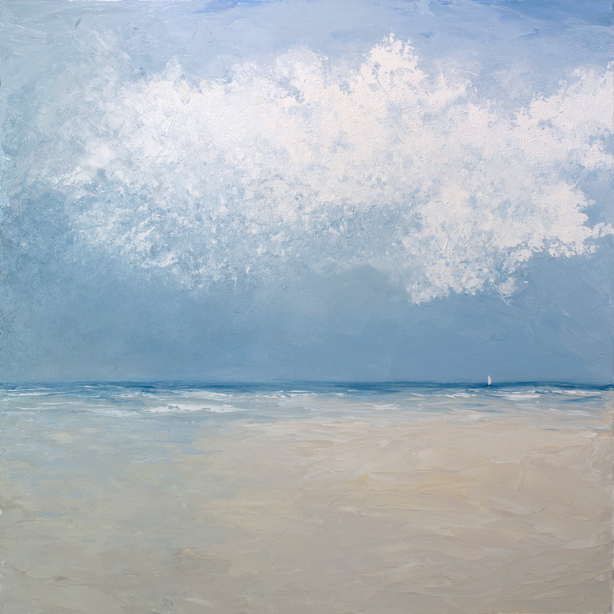 An abstract coastal seascape painting.
