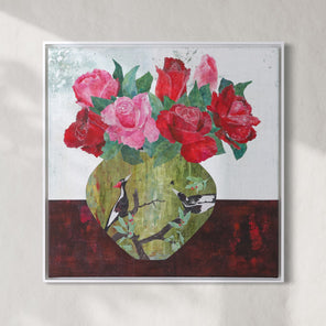 Woodpeckers with Roses - Original Painting *