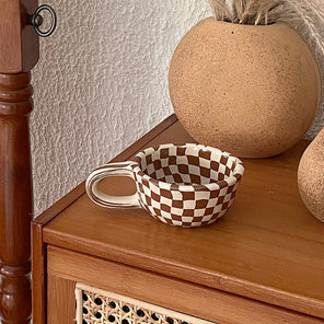 Ceramic Checkerboard Latte Mug