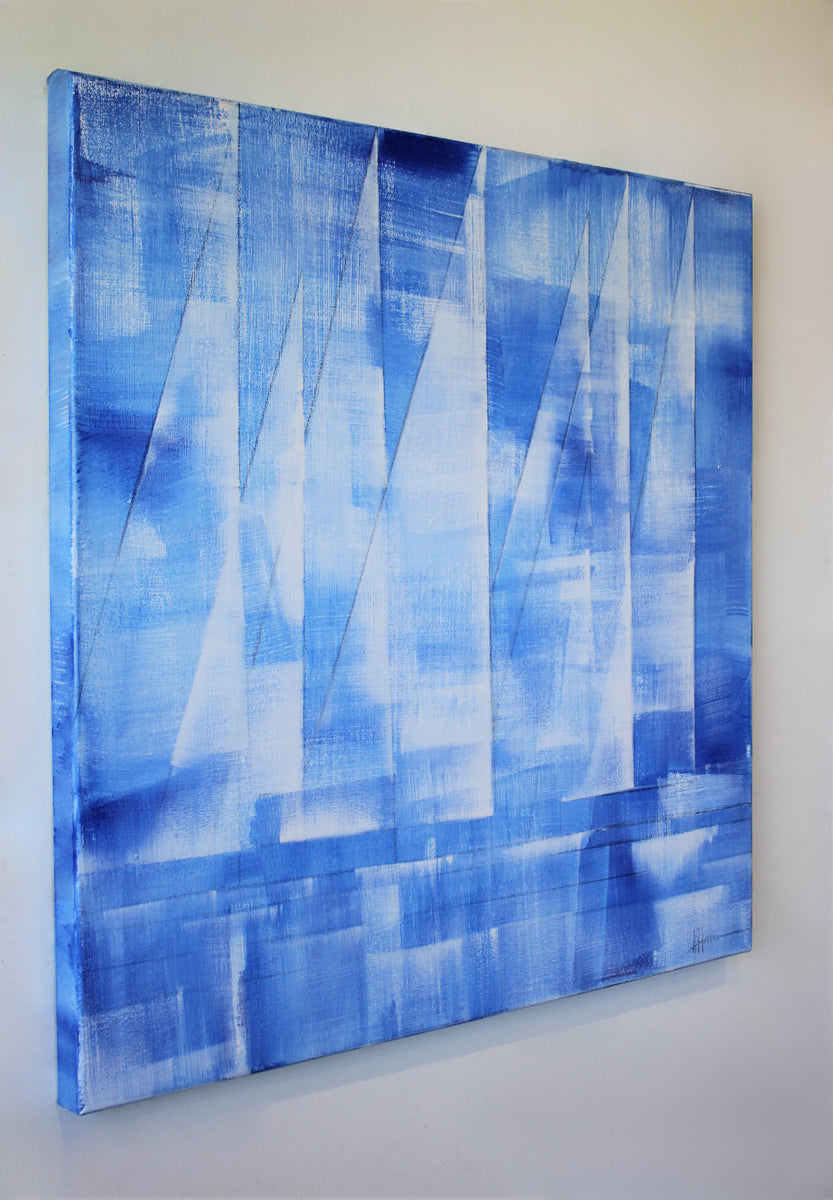 Sail With Me in Vibrant Blue - Original Painting *