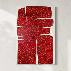 Original abstract painting with white and gray patterns on a white background