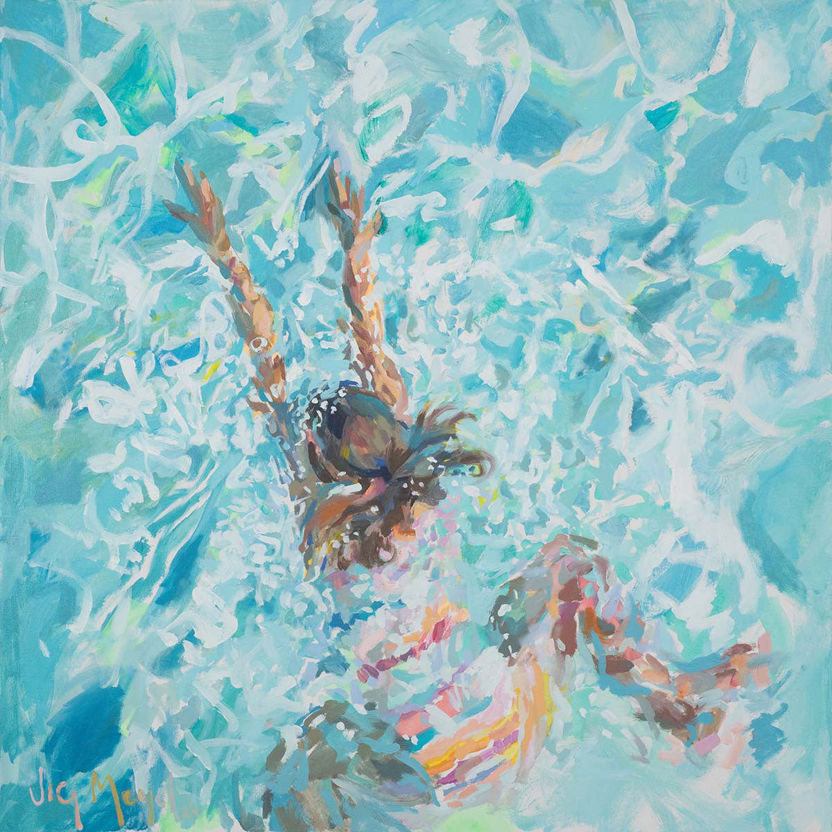 Striped Swimsuit - Original Painting *