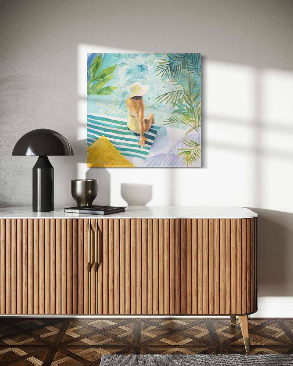 Striped Towel and a White Hat - Original Painting *